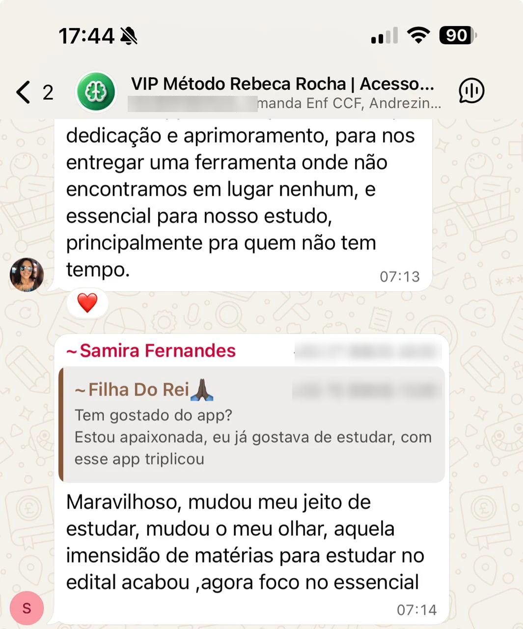 Mensagem recebida de uma aluna do GabaritaEnfermagem sobre foco no essencial